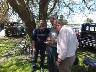 Checking out photos on the phone